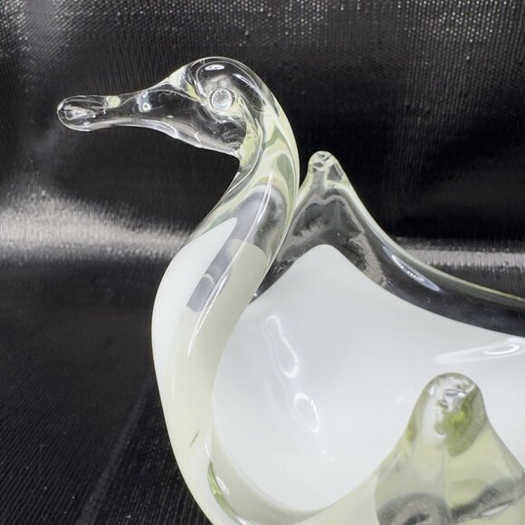 Vintage Venetian Art Glass Duck Bird Bowl Dish Candy Holder Container White VTG - Picture 5 of 14